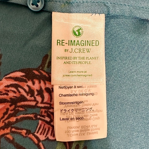 J. CREW COLLECTION Silk Twill Vibrant Lobster Print Button Up Shirt. Siz… - Picture 8 of 13